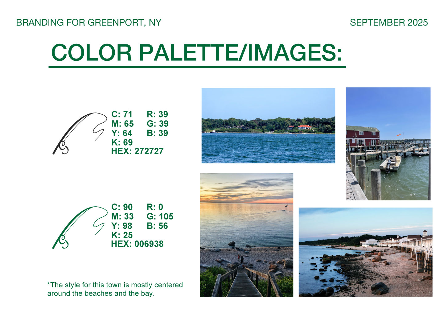 The color developed by for Greenport, NY and the imagery that inspired the brand.